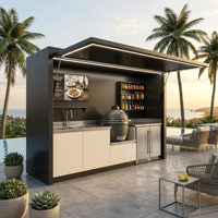Cuisine extérieure écologique privée avec barbecue, structure de haute qualité en acier inoxydable pour cour, abri de cuisine extérieure avec barbecue