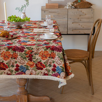 Nappe de table imperméable en coton et lin, motif pastoral américain, effet peinture à l'huile, décoration de table, housses de table basse de luxe léger