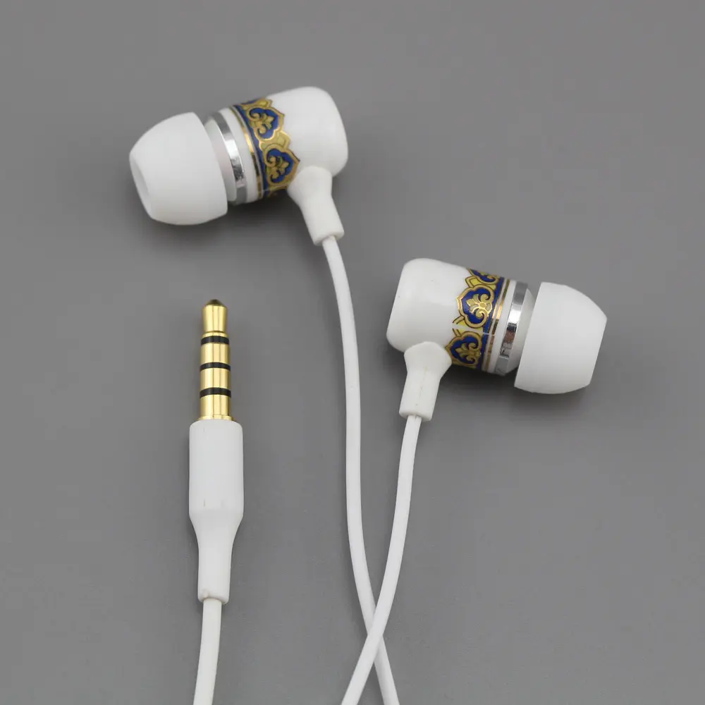 fashion Baked Porcelain Earphones in-ear headphones 3.5mm Jack wired stereo earbuds for samsung