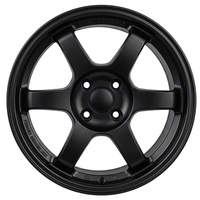 Nouvelles jantes en alliage léger de performance JDM, style TE37 à 6 branches, 15-19 pouces, 4x100 5x114.3, noir mat, fabrication par flow forming