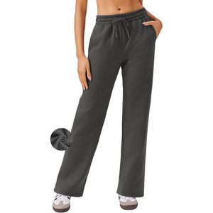 Pantalones Deportivos de Forro Polar FOXA para Mujer, Corte Recto, Cintura Alta, con Bolsillos, Cómodos y Holgados para Invierno - Product Image 1