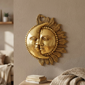 Decoración de Pared de Acrílico y Latón con Diseño de Sol y Luna, Estilo Bohemio de Lujo para Sala de Estar, Artesanía para el Hogar, Ideal para Diwali - Product Image 6