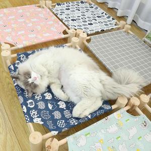 Großhandel Holz Pet Camp Bett Liege Pet Rest Bett für Katzen Hängematte Fenster Sommer kleine Hunde Bett abnehmbare Matte wasch bar - Product Image 1