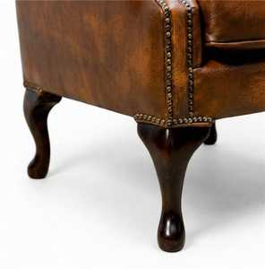Fauteuil Chesterfield classique en cuir marron à dossier haut capitonné pour la maison - Product Image 4