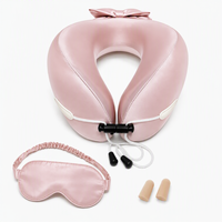 Oreiller de voyage ergonomique en mousse à mémoire de forme en U, pliable et portable, avec masque de sommeil et sangle réglable pour voiture et avion