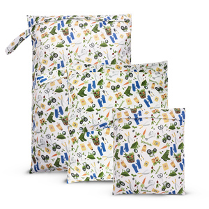 Sacs humides étanches à fermeture éclair <span class=keywords><strong>pour</strong></span> bébé avec logo personnalisé à bas prix d'usine <span class=keywords><strong>sac</strong></span> à couches en tissu avec poignée <span class=keywords><strong>sac</strong></span> à couches multifonctionnel <span class=keywords><strong>pour</strong></span> bébé - Product Image 2