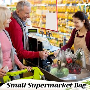 Black <b>Small</b> T Shirt Bags Bulk Plastic <b>Shopping</b> Bags with Handles for <b>Small</b> Business, Retail, Grocery - Product Image 4