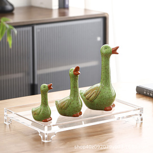 Ensemble d'ornements en céramique verte pour la famille de canards, décoration pour salon, chambre d'enfant, décoration de la maison - Product Image 4