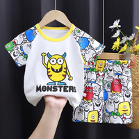 Ensemble de vêtements d'été pour enfants, vêtements en coton pour garçons et filles, tenues respirantes pour enfants, costume d'été mignon imprimé d'animaux