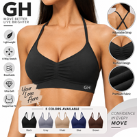 Soutien-gorge de sport sans couture grande taille GH de haute qualité, à bretelles fines, extensible dans quatre directions, push-up, respirant, anti-transpiration, coupe ajustée