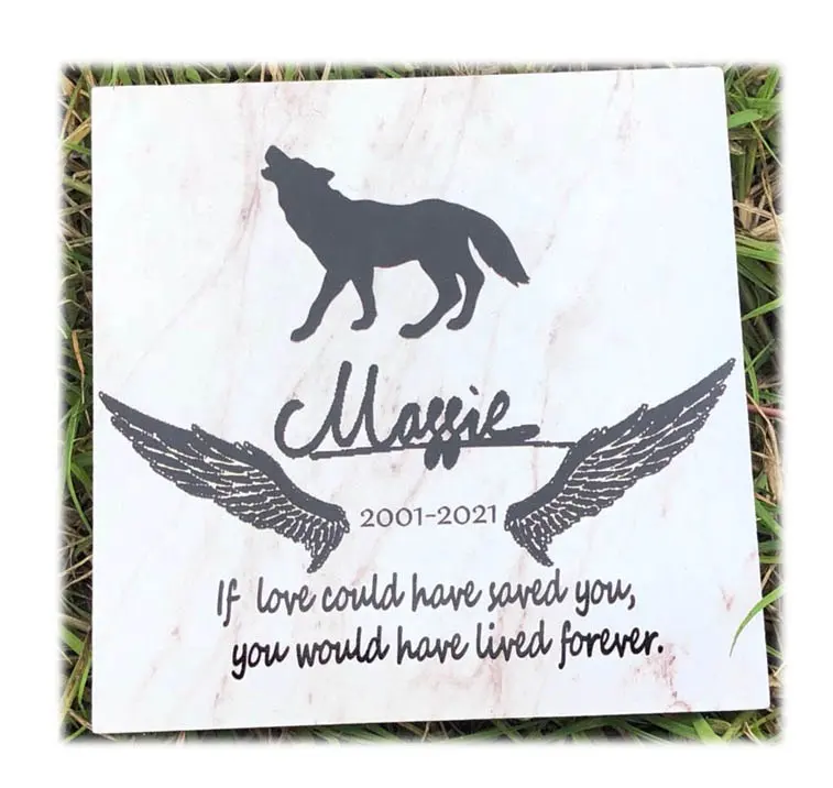 Marco de fotos de resina personalizado para mascotas, tombstone de Lobo, artesanía de resina, venta al por mayor