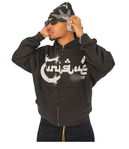 Felpa con cappuccio da uomo in stile americano europeo <span class=keywords><strong>Y2K</strong></span> moda invernale Cardigan Street nuovo Cardigan ricamato 3D - Product Image 1