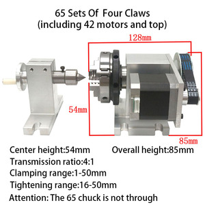 Một trục 80 Chuck và thimble 4th trục quay Bảng động cơ 3 hàm Chuck và đuôi cổ 65mm 100mm K11 K12 4 trục rotari bảng - Product Image 3
