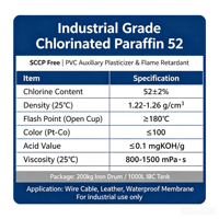 Paraffine chlorée de qualité industrielle haute pureté 52 CP-52 Conforme REACH, retardateur de flamme, plastifiant auxiliaire pour PVC, stable