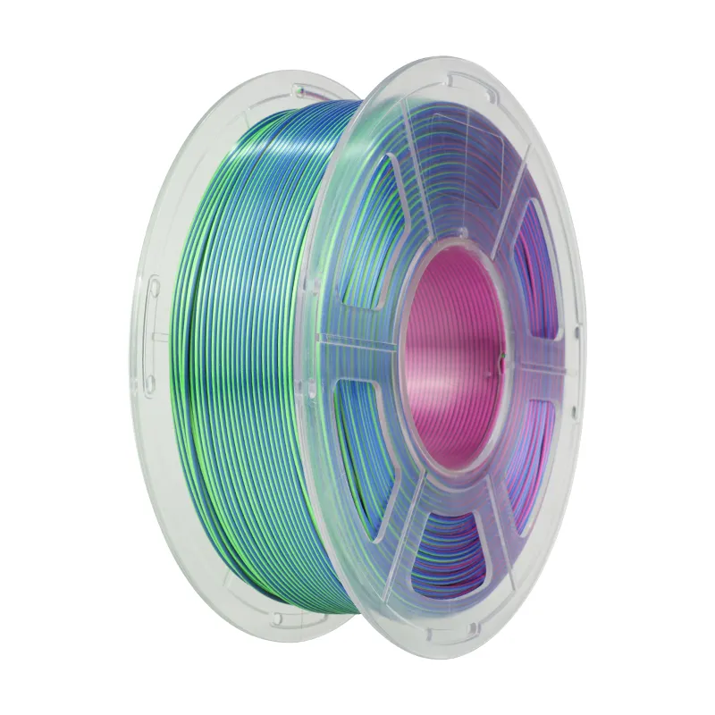 Commercio all'ingrosso di nuovi prodotti PLA di seta di alta tenacità + tricolore modello 1.75mm 500g-5kg pla filamento 3d