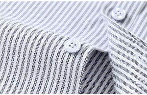 Chemise Oxford décontractée pour homme, coupe ajustée, 100% coton, style sans repassage, résistante aux plis, à carreaux en chevrons, rayée, manches longues, ODM - Product Image 4