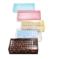 Boîte de rangement pour Mahjong en acrylique brillant veiné effet écaille de tortue, avec couvercle coulissant, anti-poussière et empilable, pour le tri des tuiles de jeu de table en intérieur