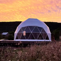 Kit de tente d'exposition de dôme géodésique pour hôtel de luxe Igloo House Glamping en plein air de 7m avec salle de bain
