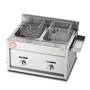 10L *2 Tank Hot Sale Stainless Steel Fries 2 Baskets LPG Gas Deep Open Fryer Potato French Fryer Machine With 1 Safety Valve