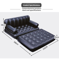Canapé gonflable 5-en-1 en PVC pour deux personnes, idéal pour la randonnée, le camping, le salon, la chambre, avec pompe