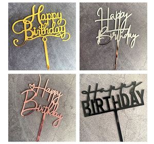 Decoración para Pastel de Acrílico con Letras Inglesas en Negro y Dorado Reutilizable, Adorno para Pastel de Feliz Cumpleaños - Product Image 6