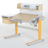 Bureau d'étude ergonomique moderne réglable en hauteur en bois et acier avec étagère pour chambre à coucher, adapté aux enfants de 0 à 18 ans