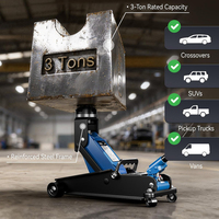 Cric hydraulique de sol pour voiture en acier allié de 3 tonnes, efficace, avec levage rapide et patins en caoutchouc en forme de croix