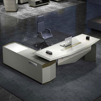 Ensemble de bureau de direction contemporain de luxe Liyu, table commerciale en bois convertible et extensible pour PDG