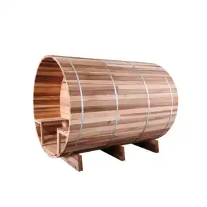 屋外木製サウナポーチ付きカナダレッドシダーバレルサウナメーカー卸売