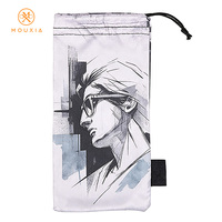 Sac de rangement pour lunettes en microfibre à cordon, personnalisé avec impression par transfert thermique, motif vague couleur intégrale, anti-rayures, vente en gros