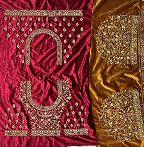 Moderna Colección Nupcial para Mujer, Lehenga Choli de Terciopelo hasta el Suelo, Antiarrugas, con Bordado Pesado y Parches, Traje de Boda, el Mejor - Product Image 6