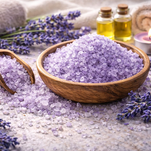 Sales de Baño Exfoliantes de Lavanda Naturales de Marca Propia, Cristales de Sales de Baño con Fragancias, Aceites, Bolsas Reutilizables con Cierre, Naturales - Product Image 1