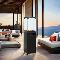 Brasero extérieur moderne de forme carrée, alimenté au gaz GPL, en acier thermolaqué, design autoportant pour terrasse