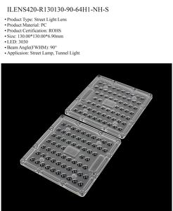 Lente per Illuminazione Stradale LED Quadrata 90 Gradi 64 Ottiche 8x8 130*130MM con Guarnizione in Silicone Impermeabile - Product Image 3