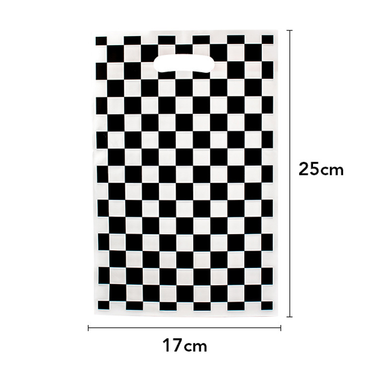 Sac cadeau à carreaux noir et blanc-pe-10/1 pack