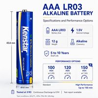 Vente en gros de piles alcalines AAA LR03 AM4 1,5 V, fourniture directe d'usine, piles primaires pour l'électronique grand public avec CE KC
