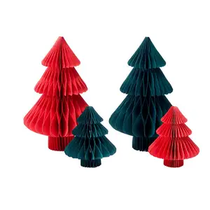 Árboles de papel con temática de invierno o vacaciones Decoraciones Panal de papel Árbol de Navidad Centro de mesa Fabricante