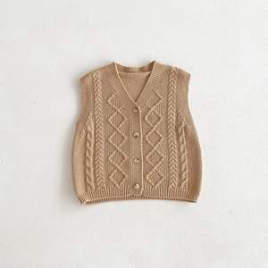 Otoño 2024, ropa para niños, <span class=keywords><strong>chaleco</strong></span> tejido con giros de masa frita, suéter de primavera y otoño, cárdigan, <span class=keywords><strong>chaleco</strong></span> sin mangas - Product Image 2