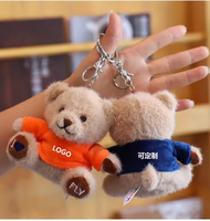 En gros, mini porte-clés ours en peluche adorable avec logo personnalisé sur t-shirt, pour cadeaux, fêtes et anniversaires
