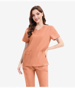 Uniforme de Enfermera Unisex, Uniforme de Hospital, Pantalones Acampanados, Conjuntos de Uniformes Médicos, Culottes, Cuello en V, Tejido de Poliéster y Spandex, En Stock - Product Image 5
