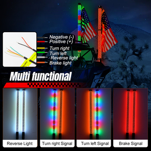Lumières de fouet à LED de 1FT 2FT 3FT Fat Chase RGB Dancing Whip Light antenne drapeau lumières d'avertissement pour ATV UTV hors route côte à côte - Product Image 4
