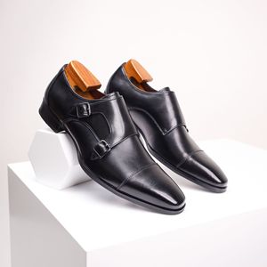 Zapatos de Cuero Genuino con Hebilla y Punta Cuadrada para Hombre, Estilo Británico, Formales para Negocios, 2026 - Product Image 4