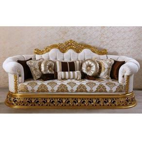 Canapé trois places, collection Royal Living Room, fabriqué en teck, structure robuste et assise rembourrée confortable - Product Image 1