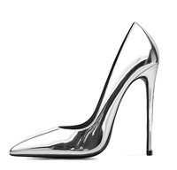 Zilveren Hakken Nieuwe Komt Weerspiegelen Spiegel Metallic Puntschoen Stiletto Hak Slip-On Womens Pumps Hoge Hakken Schoenen Vrouwen 'S Pompen