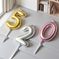 Bougies d'anniversaire en forme de ballon plaquées or, mélange de couleurs dégradées, design numérique et alphabétique, en cire de paraffine, bougies ciel étoilé rêveur