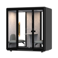 Cabine de bureau modulaire moderne Comine, structure en alliage d'aluminium, insonorisation acoustique, verre trempé 6 mm, LED, pour hôtel et salon