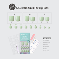 BTArtbox doux Gel XCOAT 3D Floral presse sur les ongles en gros court amande fait à la main bleu français pointe faux ongles
