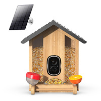 Mangeoire intelligente en bois naturel AI identifie plus de 10000 oiseaux et détection de mouvement Observation des oiseaux en temps réel alimentée par un panneau solaire