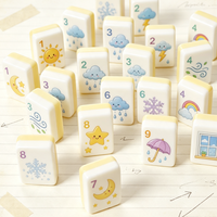 Jeu de Mahjong Junior Américain avec Tuiles Personnalisées « Amis de la Ferme » – Tuiles Colorées en Acrylique – Ensemble Simplifié pour Enfants