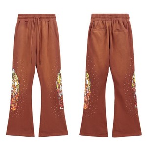 Pantalon de survêtement épais à cordon de serrage de haute qualité, imprimé numérique vintage, noir et gris, en coton - Product Image 5